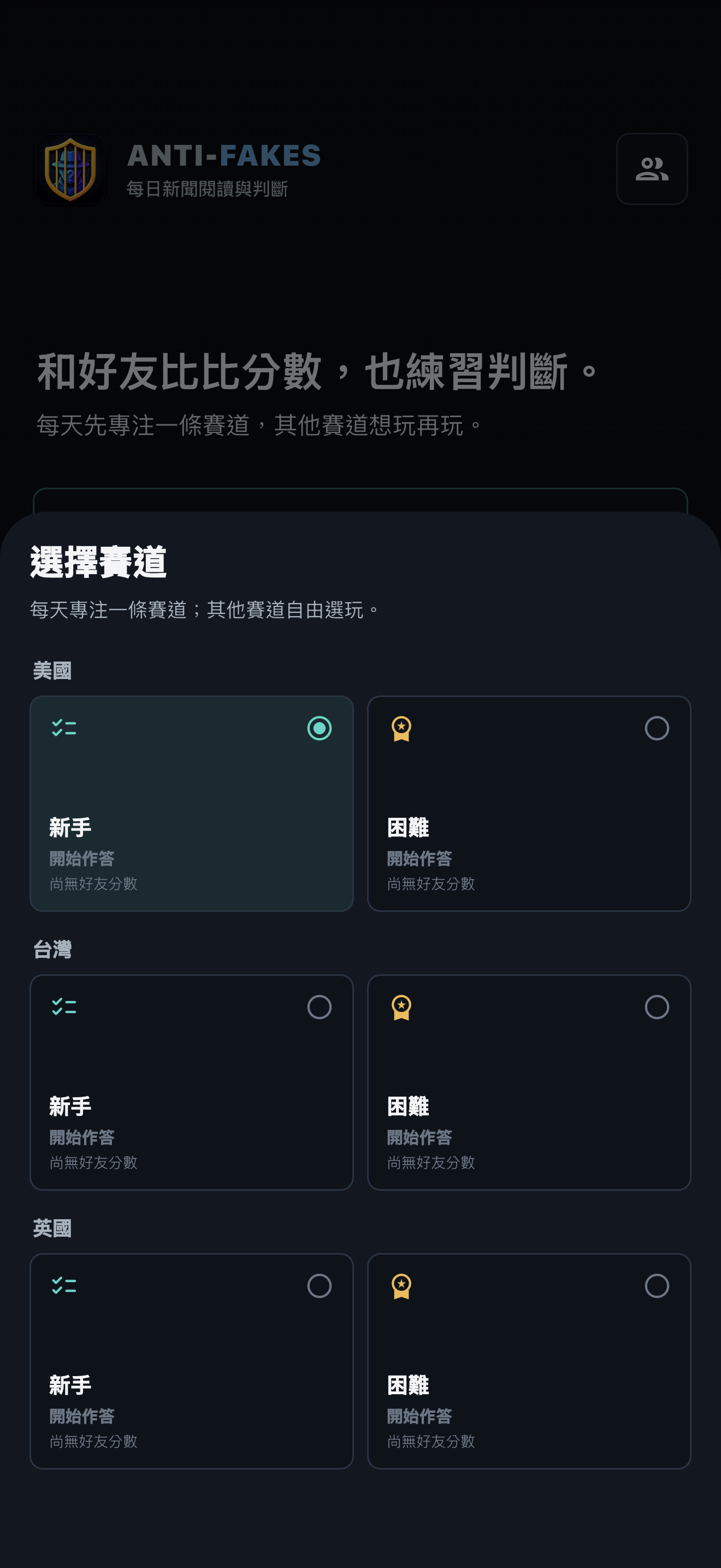 Anti-Fakes 六條地區與難度賽道